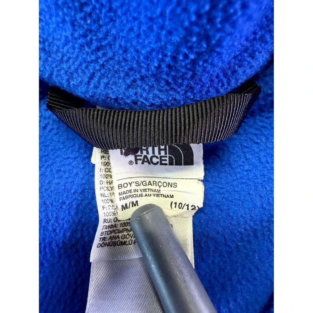 The North Face Fleece Jacket Boys Medium Blue Full Zip Logo Polyester Outdoor
